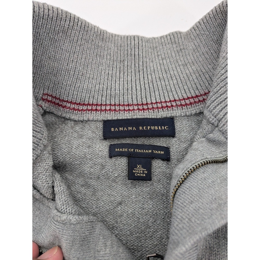 Banana Republic Mock Neck Sweater Mens XL Grey Italian Wool Military Epaulets - Picture 8 of 10